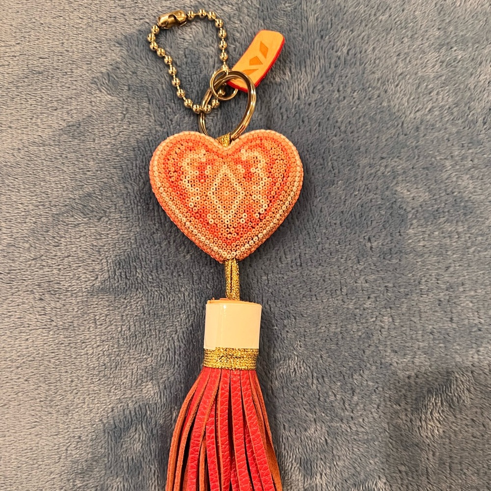 New Consuela Natasha Heart Tassel Keychain Bag Charm
